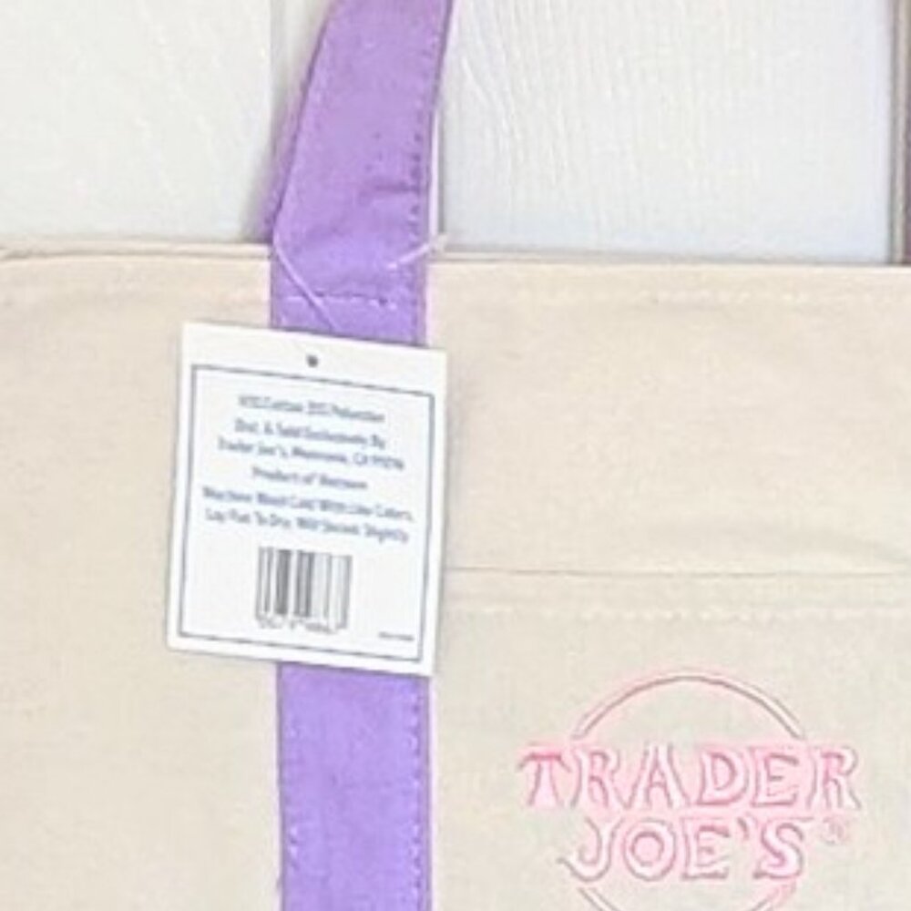 NWT LIMITED RELEASE Trader Joe's Pastel Purple Mini Canvas Tote Bag 🛍️ - Picture 3 of 3
